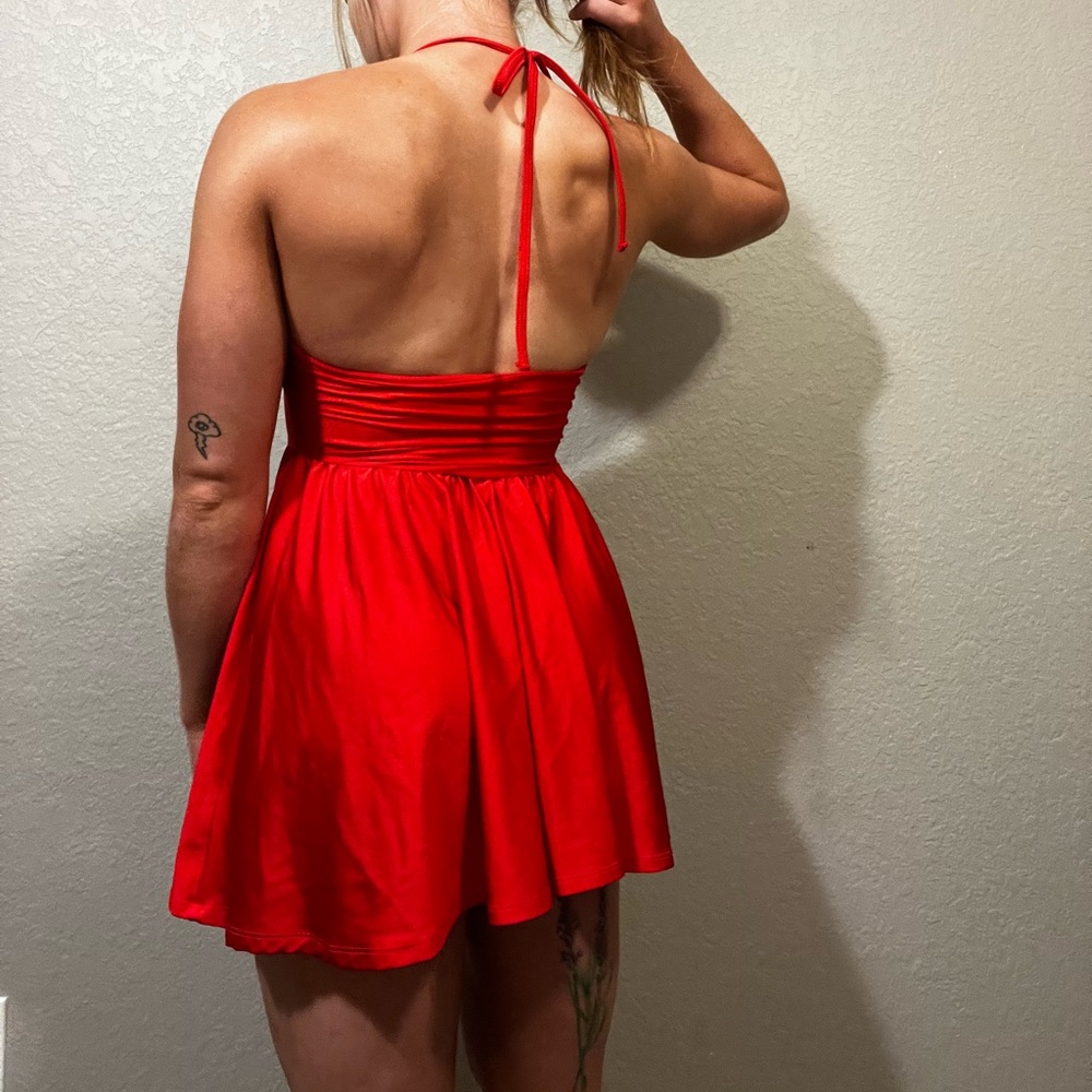 American Apparel Red backless mini dress